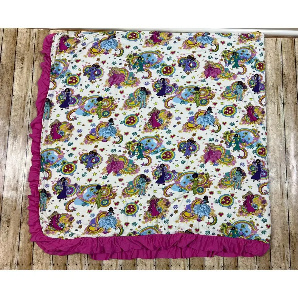 Posh Peanut Groovy Barbie Star Power Luxe Patoo Bamboo Blanket 60x60